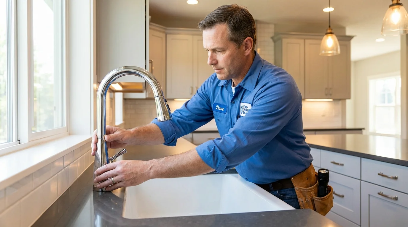 Kitchen faucet installation by Johns Plumbing LLC in Russell